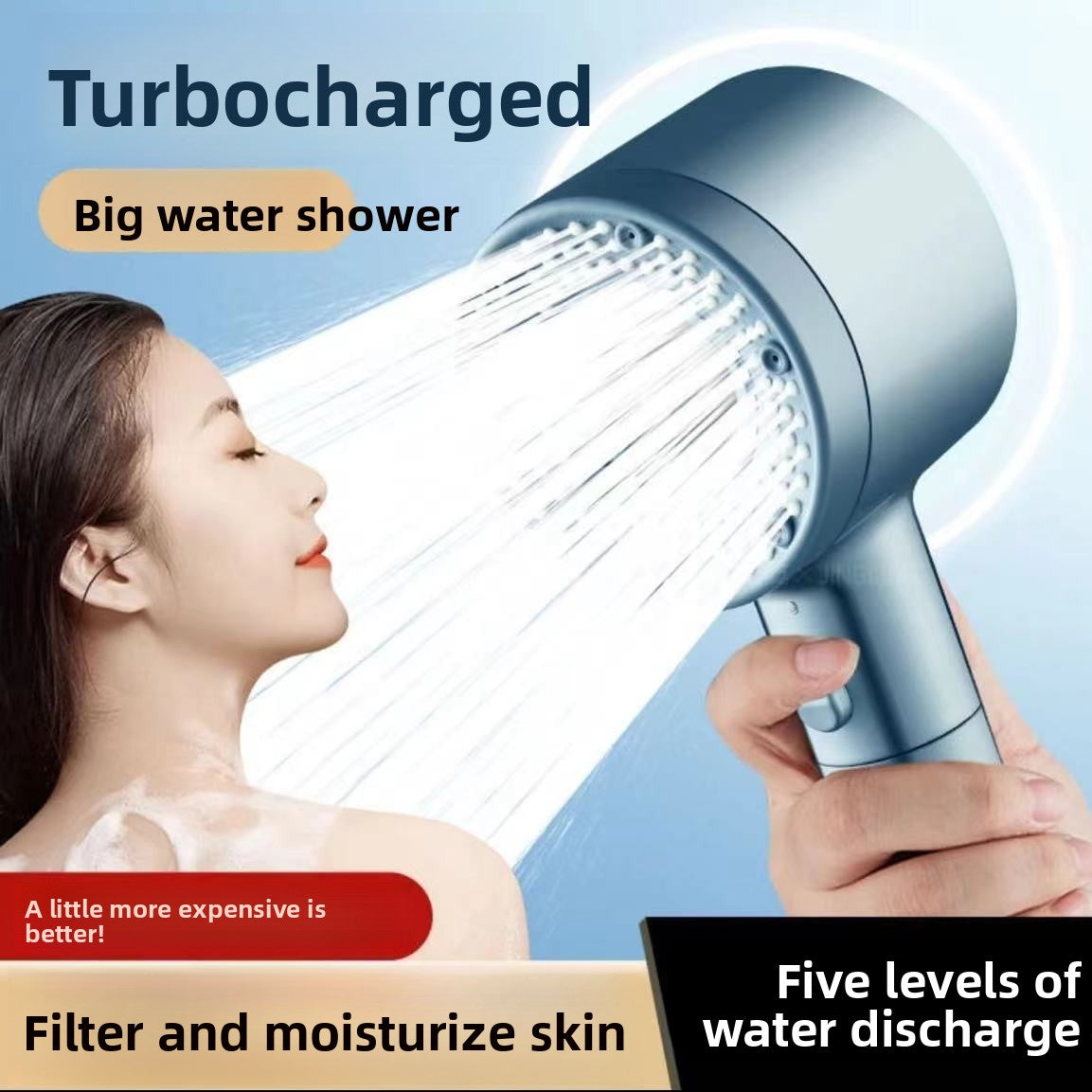 Pressurized Filter Shower Head with 5 Spray Modes